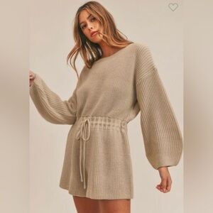 MABLE Sloan Knit Oversized Sweater Romper Taupe Brown Size Medium Large